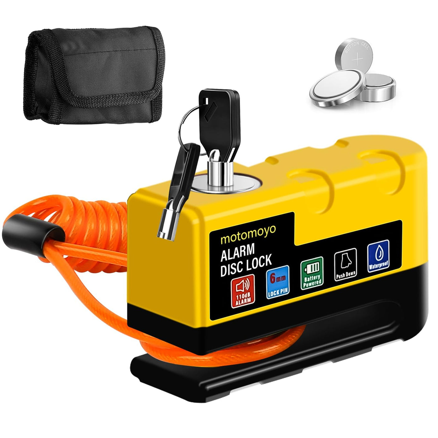 Antivol bloque disque alarme Jaune