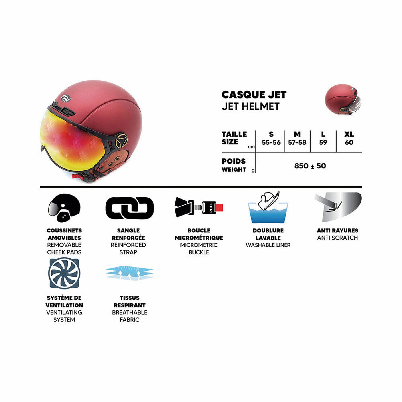 Casque JET FRV bleu mat caméléon (taille XS à XXL) L