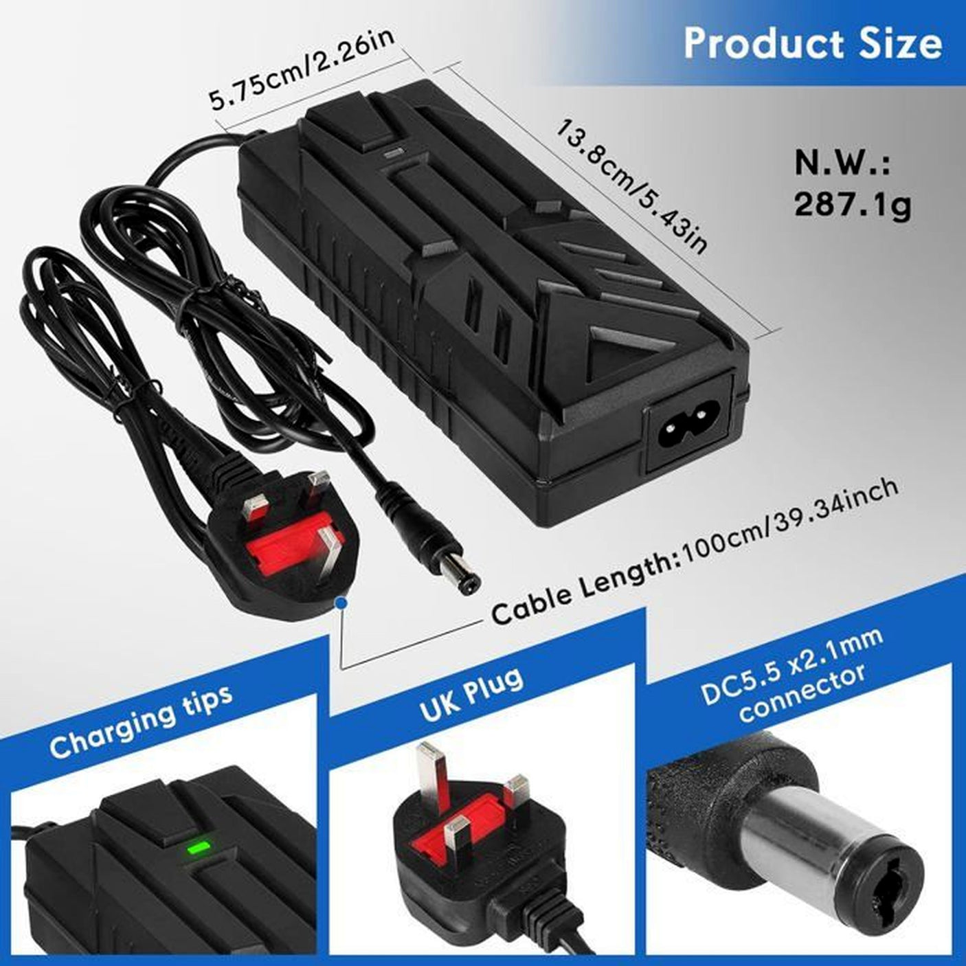 Chargeur 36V - 42V / 2A Xiaomi (connecteur RCA)