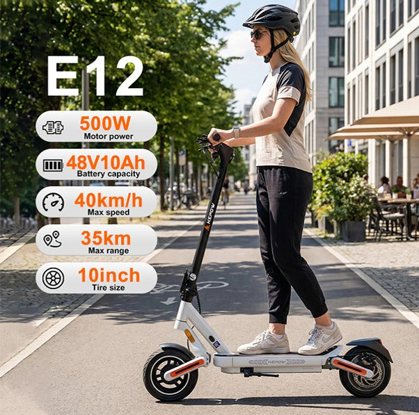 Specifications Kepow E12 500W 48V 10Ah 40kmh 35km autonomie 10 pouces