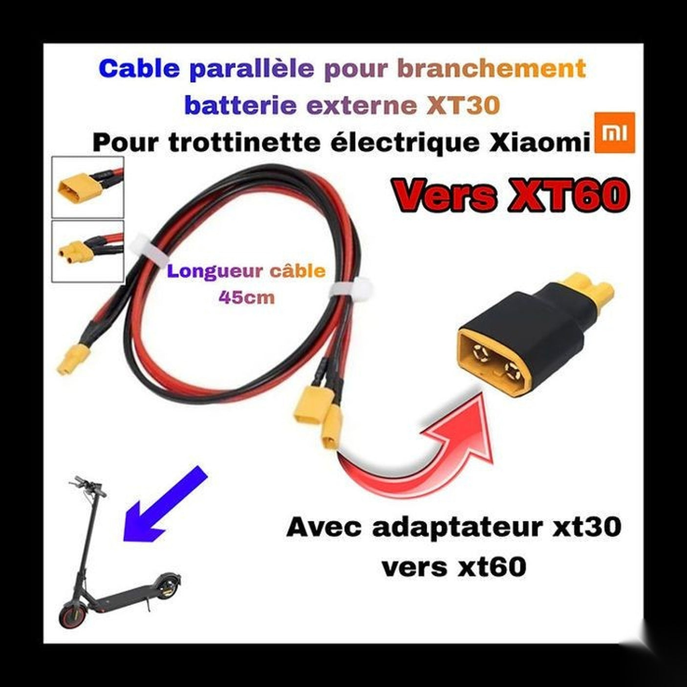 Pack de connecteurs XT30 mâles et femelles pré-câblés pour batterie