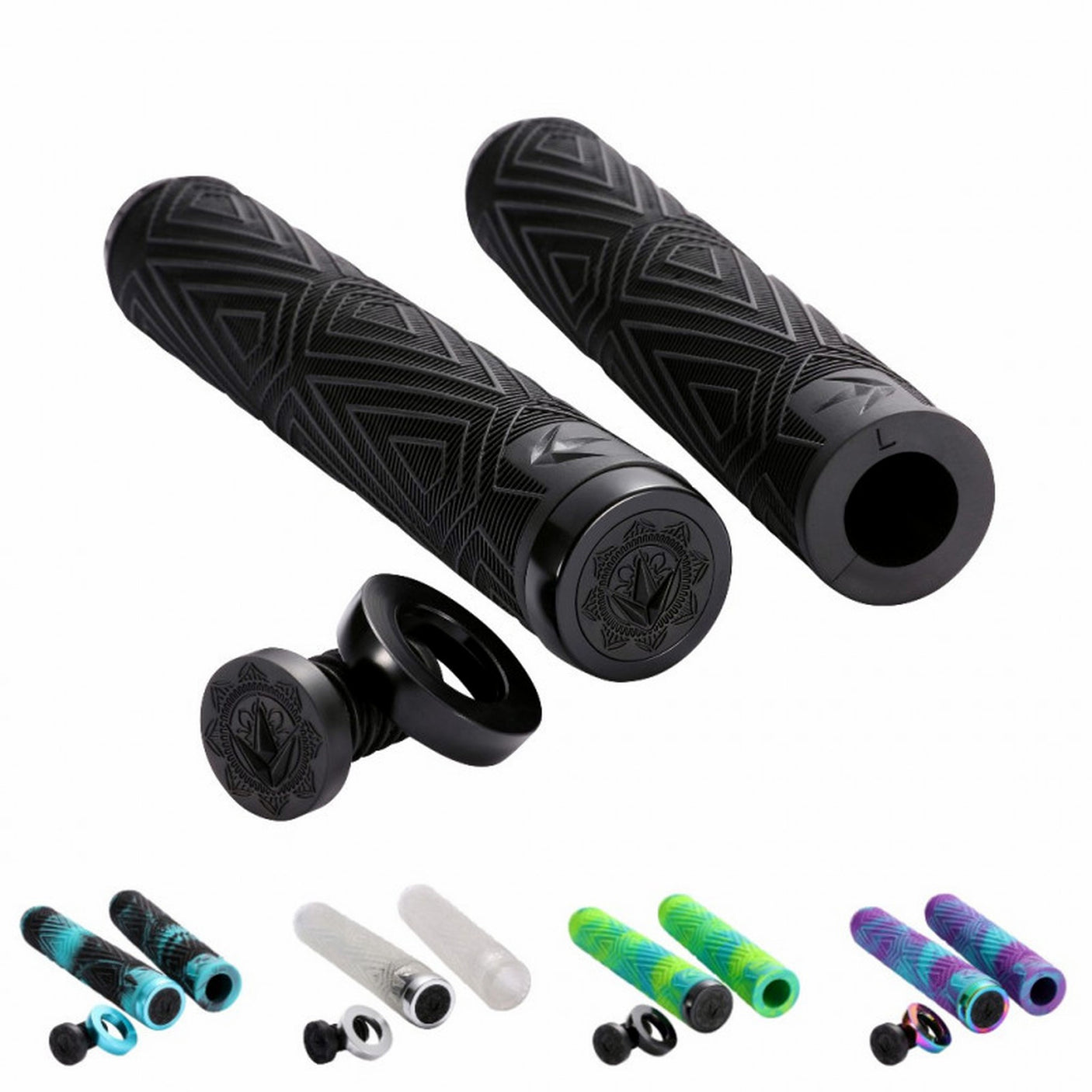 Poignées silicone (4 couleurs : rouge, bleu, noir, jaune) Noir