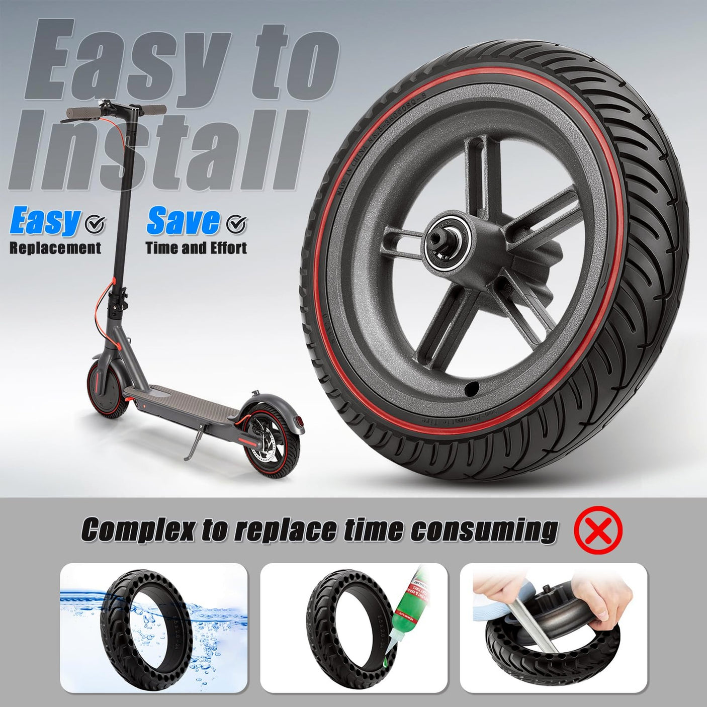 Roue arriere avec pneu plein Xiaomi M365