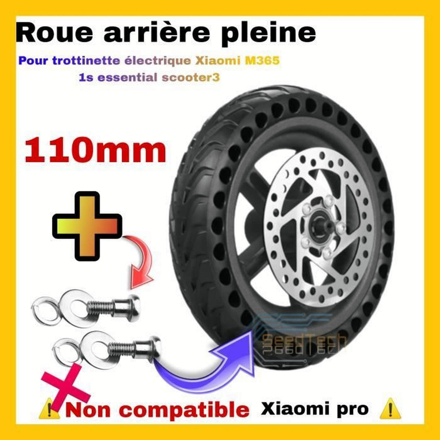 Roue arriere avec pneu plein Xiaomi M365