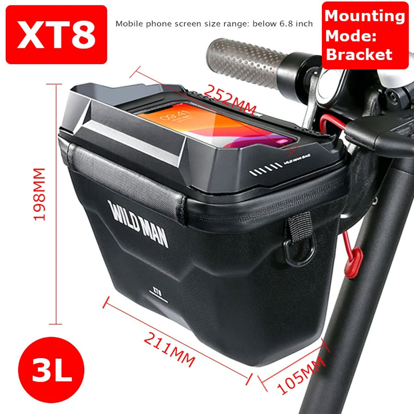 Sacoche guidon support telephone 3L Wildman XT8
