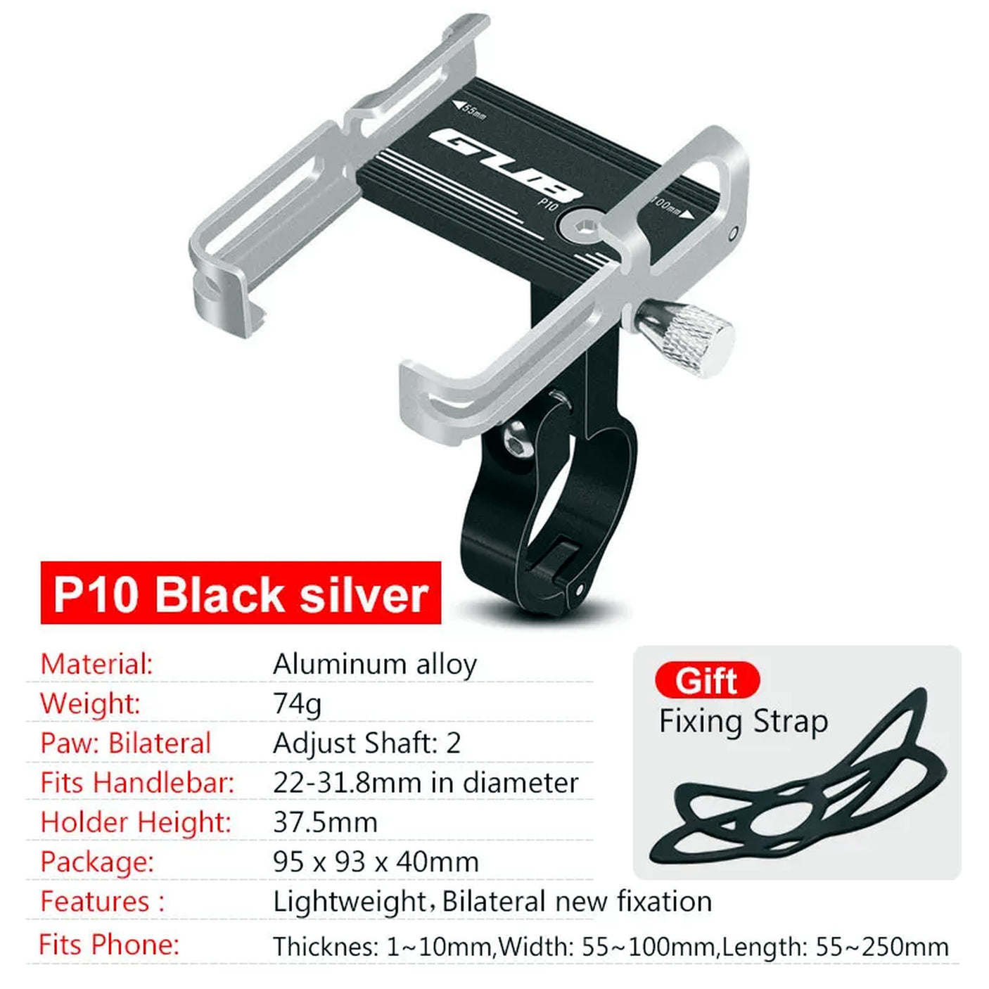 Support téléphone GUB Pro 1 couleur titane