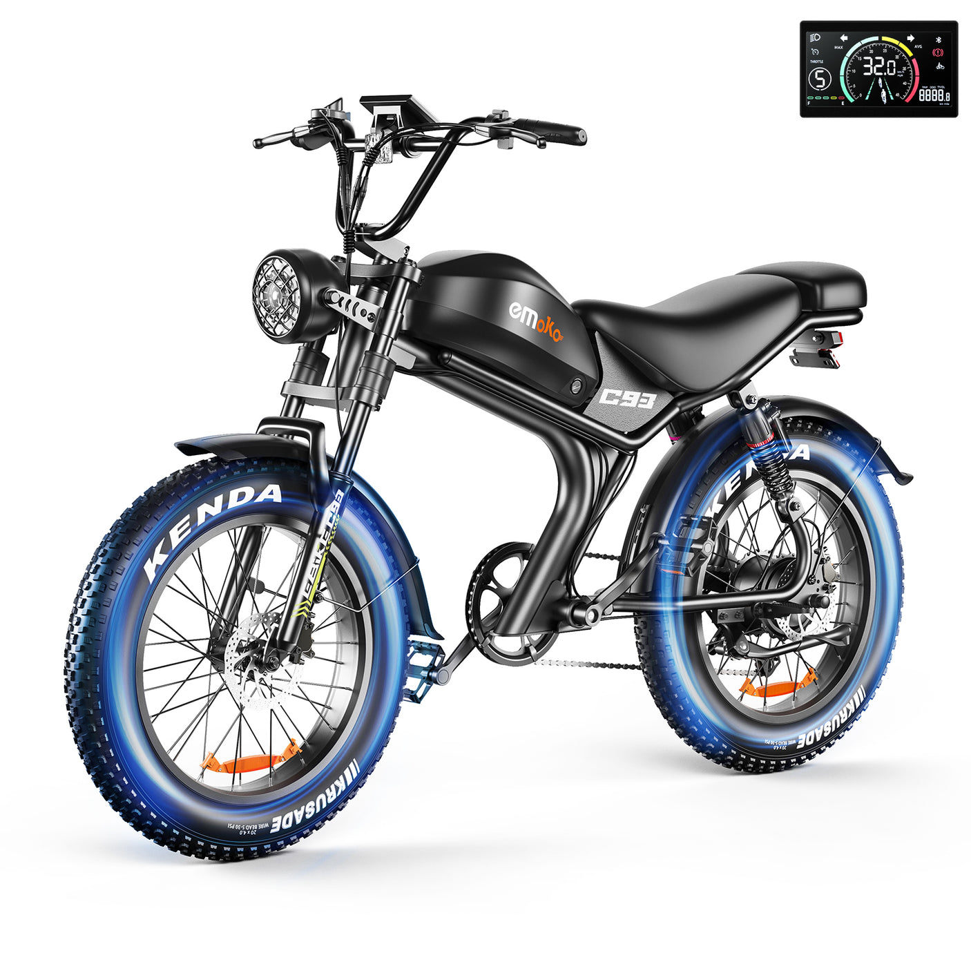 Emoko C93 fat bike électrique scrambler noir Single drive 1000W Voltix Belgique