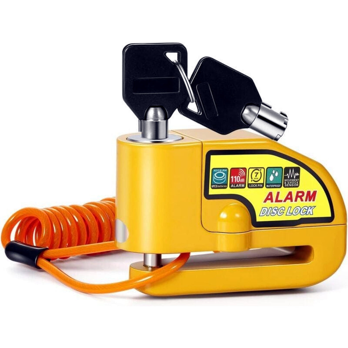 Antivol bloque disque alarme Jaune