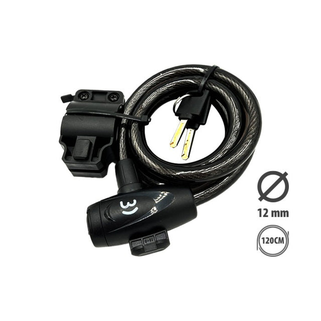 Antivol diam 12 long 1m20  clés + support