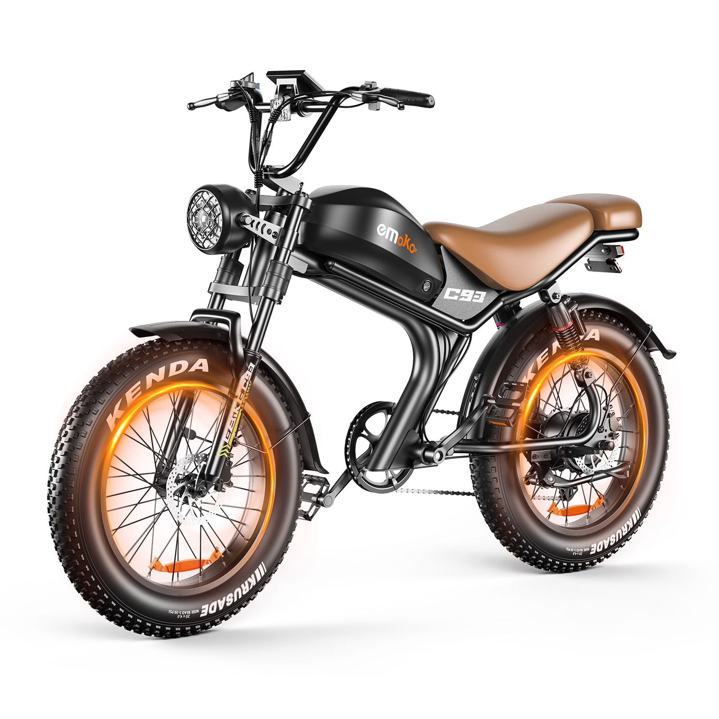 Emoko C93 Single 1000W marron, fat bike electrique