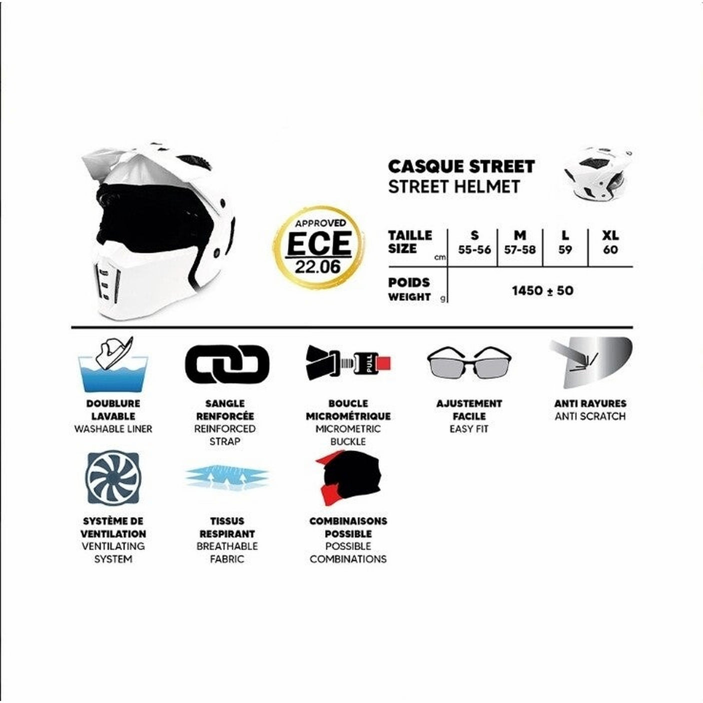 Casque Street FRV Panther (taille S à XL) L