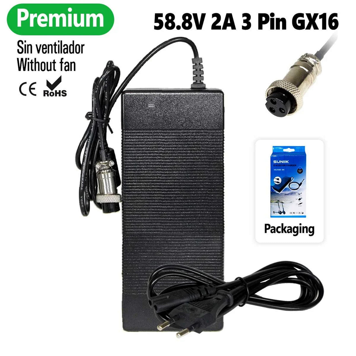 Chargeur 52V ➡ 58.8V / 2A (connecteur GX16-3p)