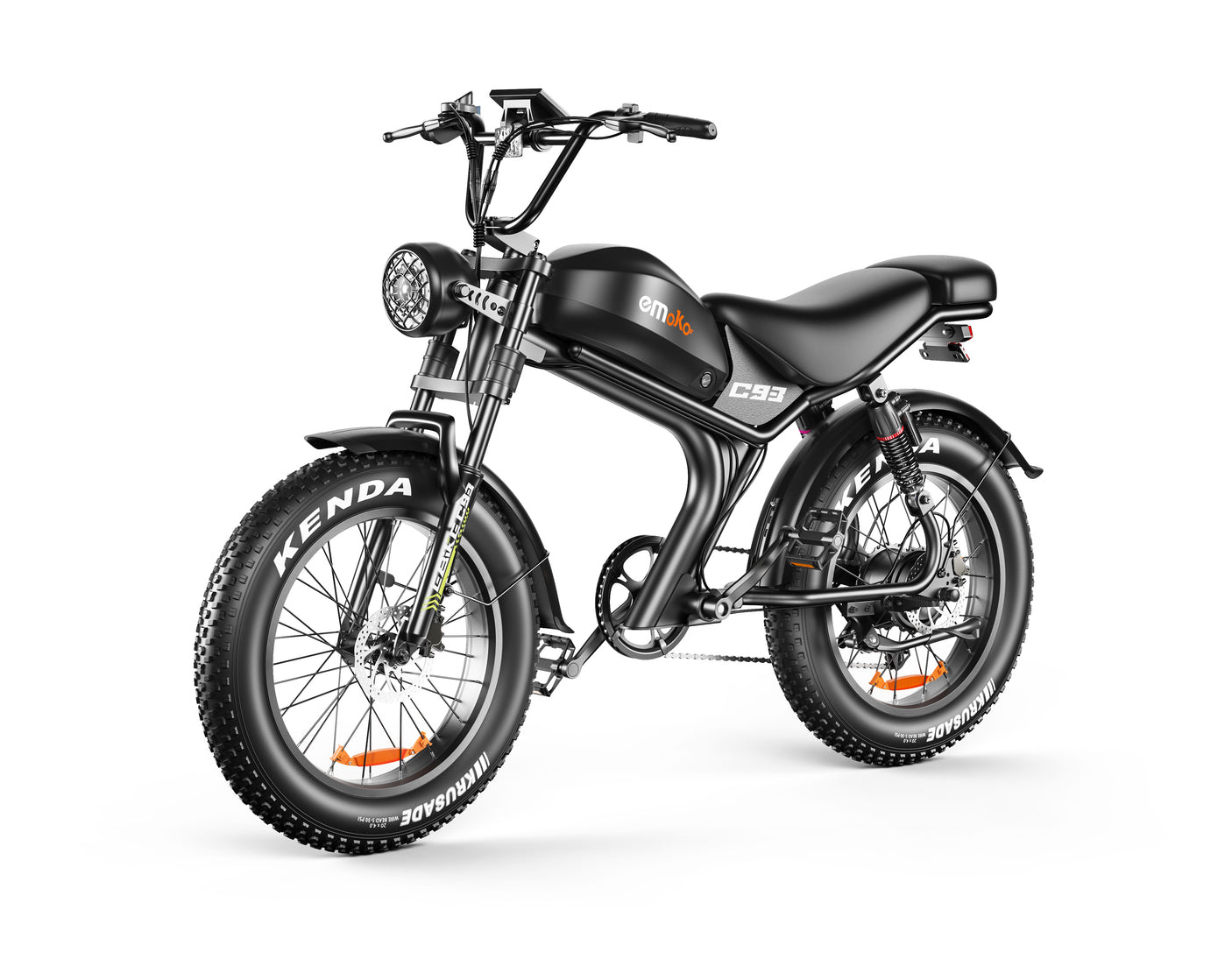 Emoko C93 fat bike électrique vue arrière phare LED 730 lumens