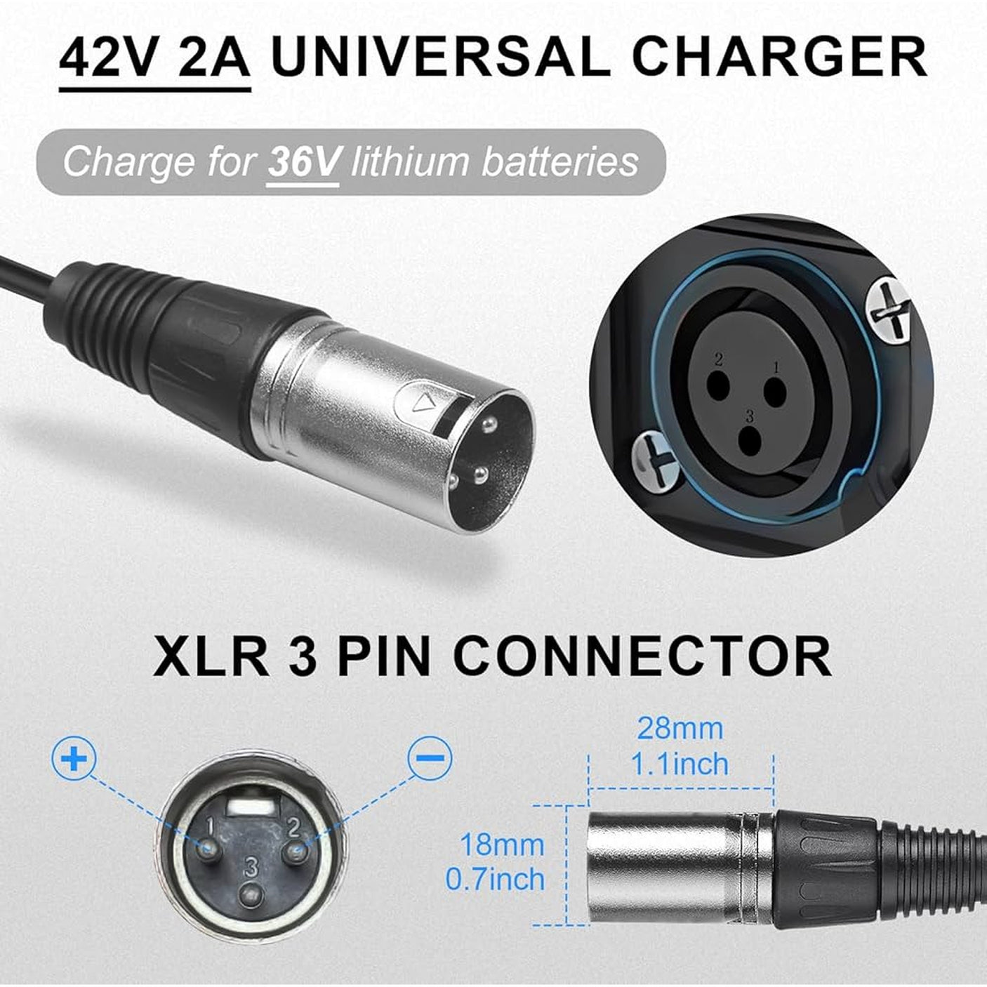PACK Chargeur 36V ➡ 42V / 2A (connecteur XLR)