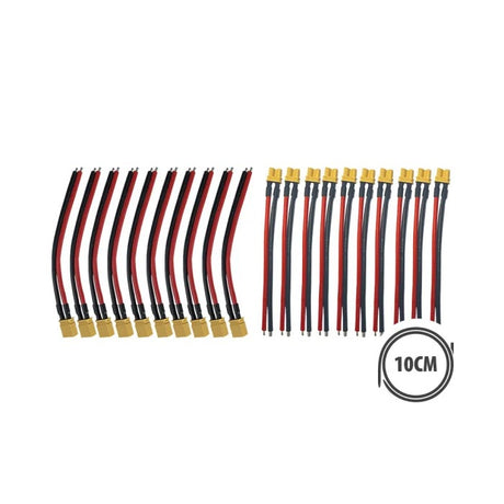 Pack Prises XT30 Avec Cables  X10 males + X10 femelles