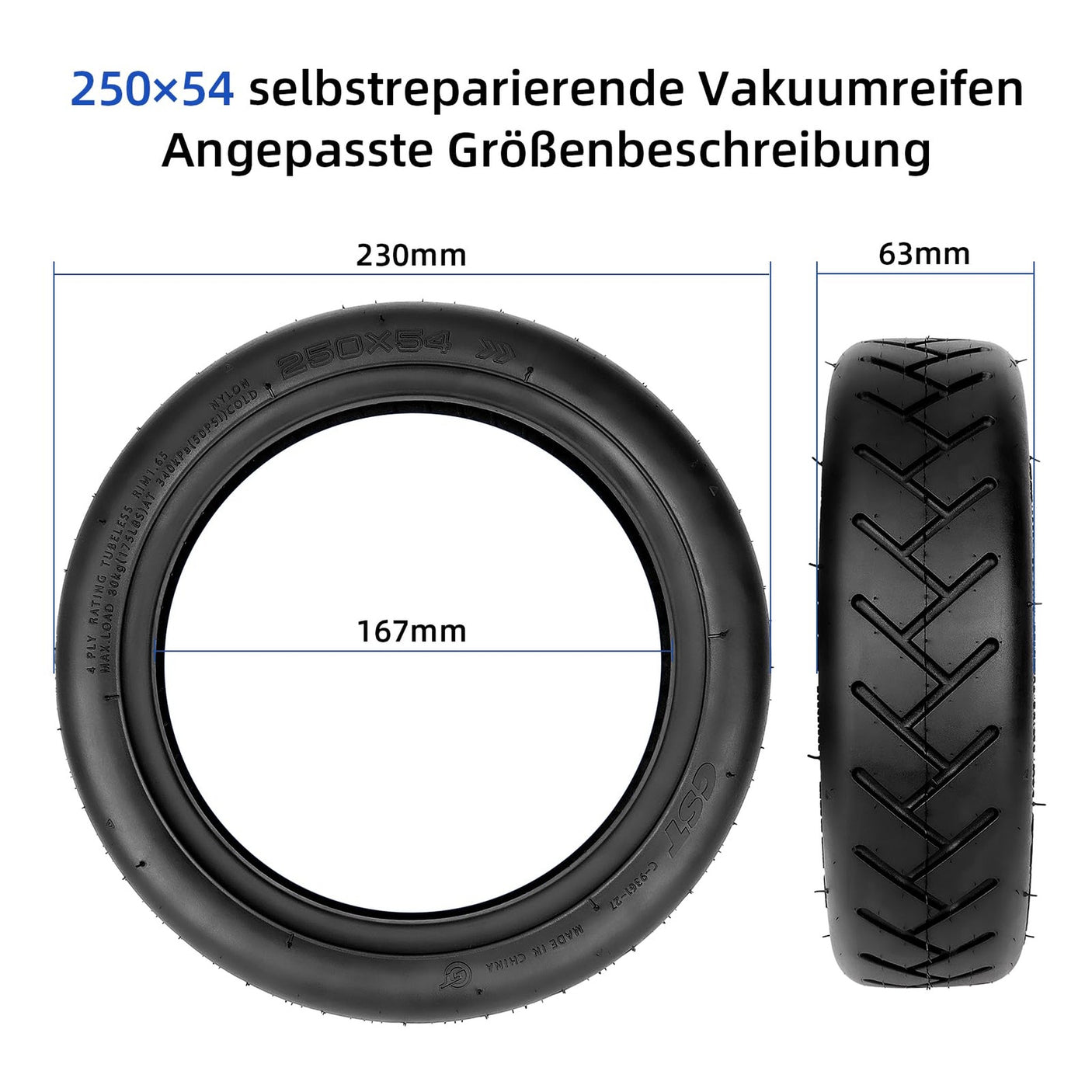 Pneu 250x54 tubeless Xiaomi Scooter 4