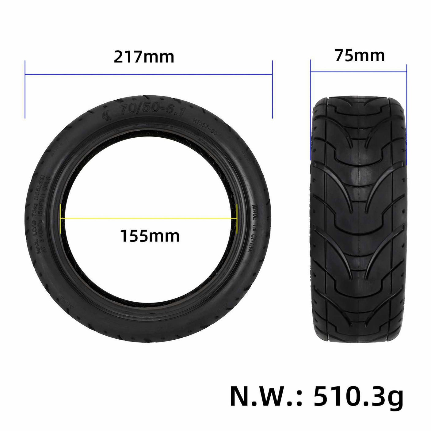 Pneu 70/50-6.1 tubeless Dualtron Mini Pop Togo Aminia (8.5x3)