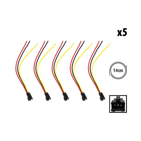 Prise JST 3 pin avec câble mâle x5