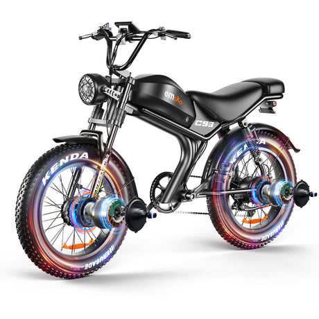 Emoko C93 fat bike électrique scrambler noir Dual drive 2000W Voltix Belgique